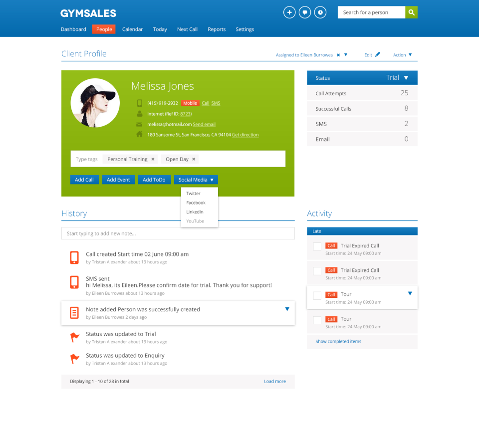 screenshot of ABC Gymsales